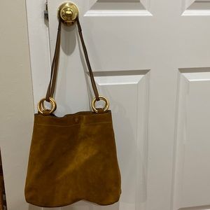 Tory Burch rust suede & gold hobo bag